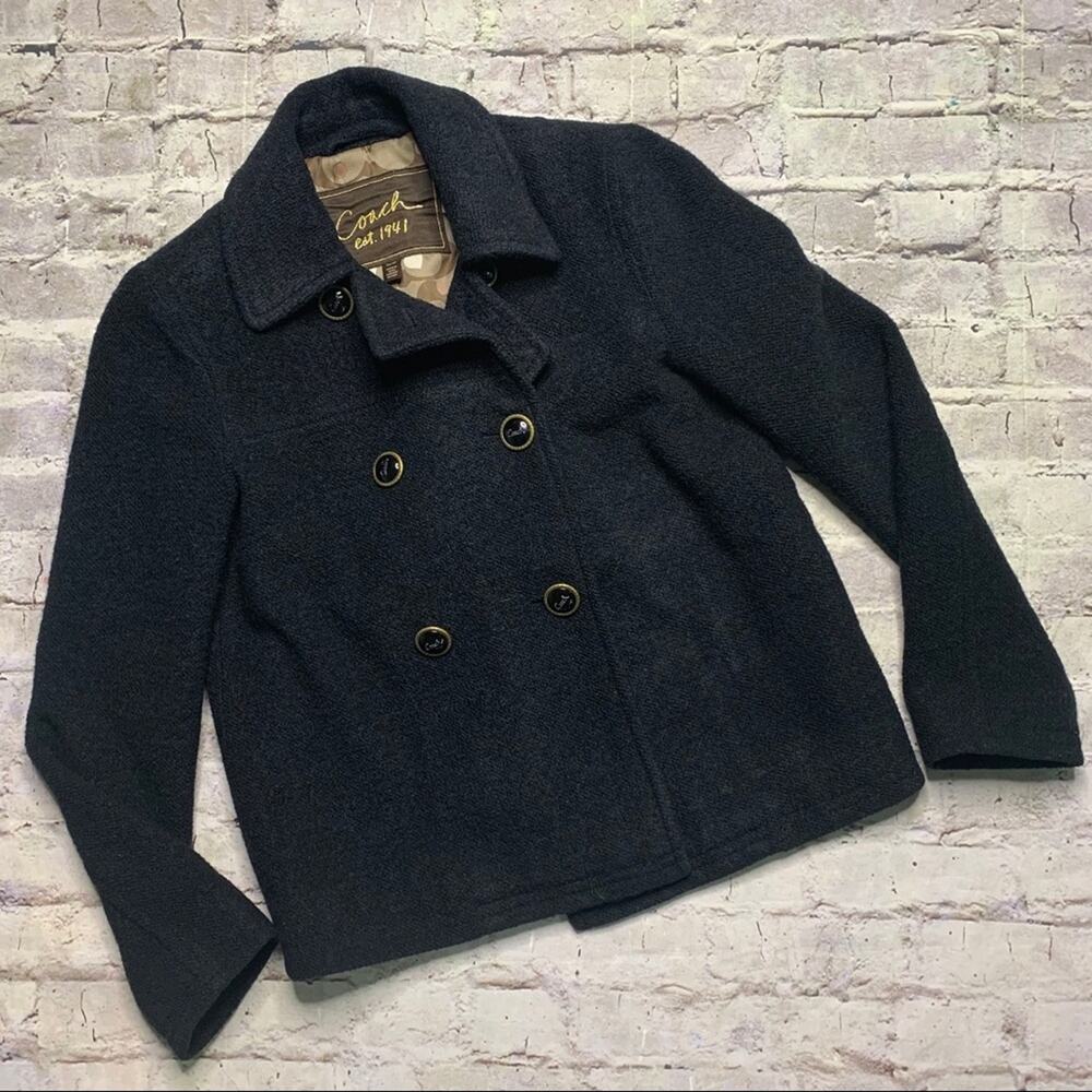 Coach Wool Blend Double Breasted Lined Coat